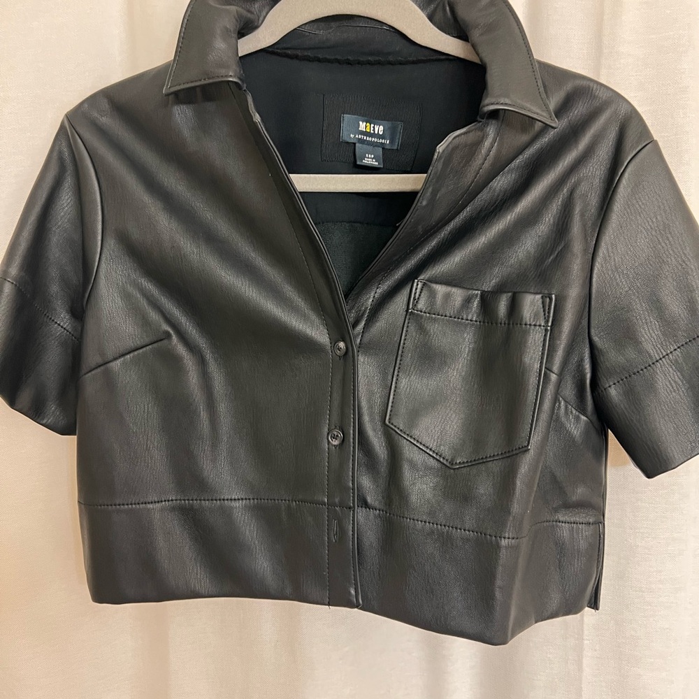 Anthropologie Black Faux Leather Jacket